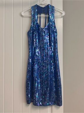 Vintage Robert Anthony Blue Sequin Party Dress